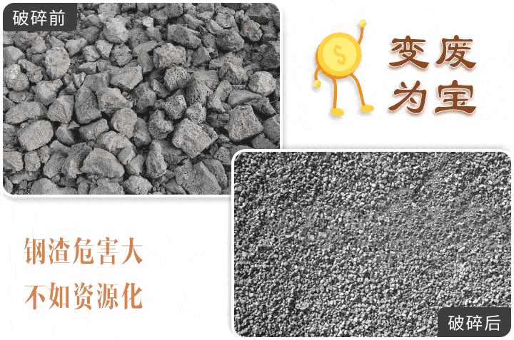 鋼渣制砂機破碎前后對比圖 鋼渣制砂機破碎前后對比圖