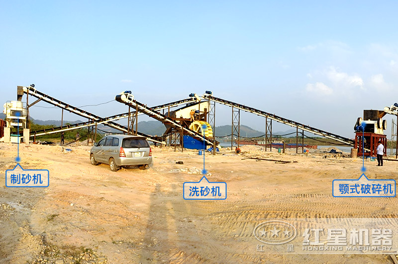 a方案現場設備，鵝卵石制沙、洗洗沙